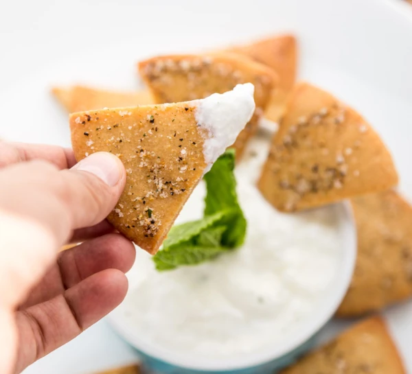 Whole Wheat Pita Chips with Dressing Dip