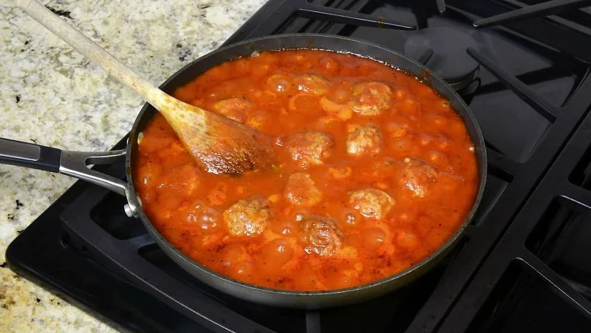 Simmering in sauce